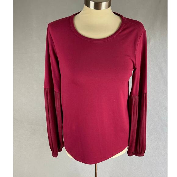 Simply Vera Vera Wang Raspberry Pink Crewneck Puff Sleeve Top Polyester Small - Picture 6 of 9